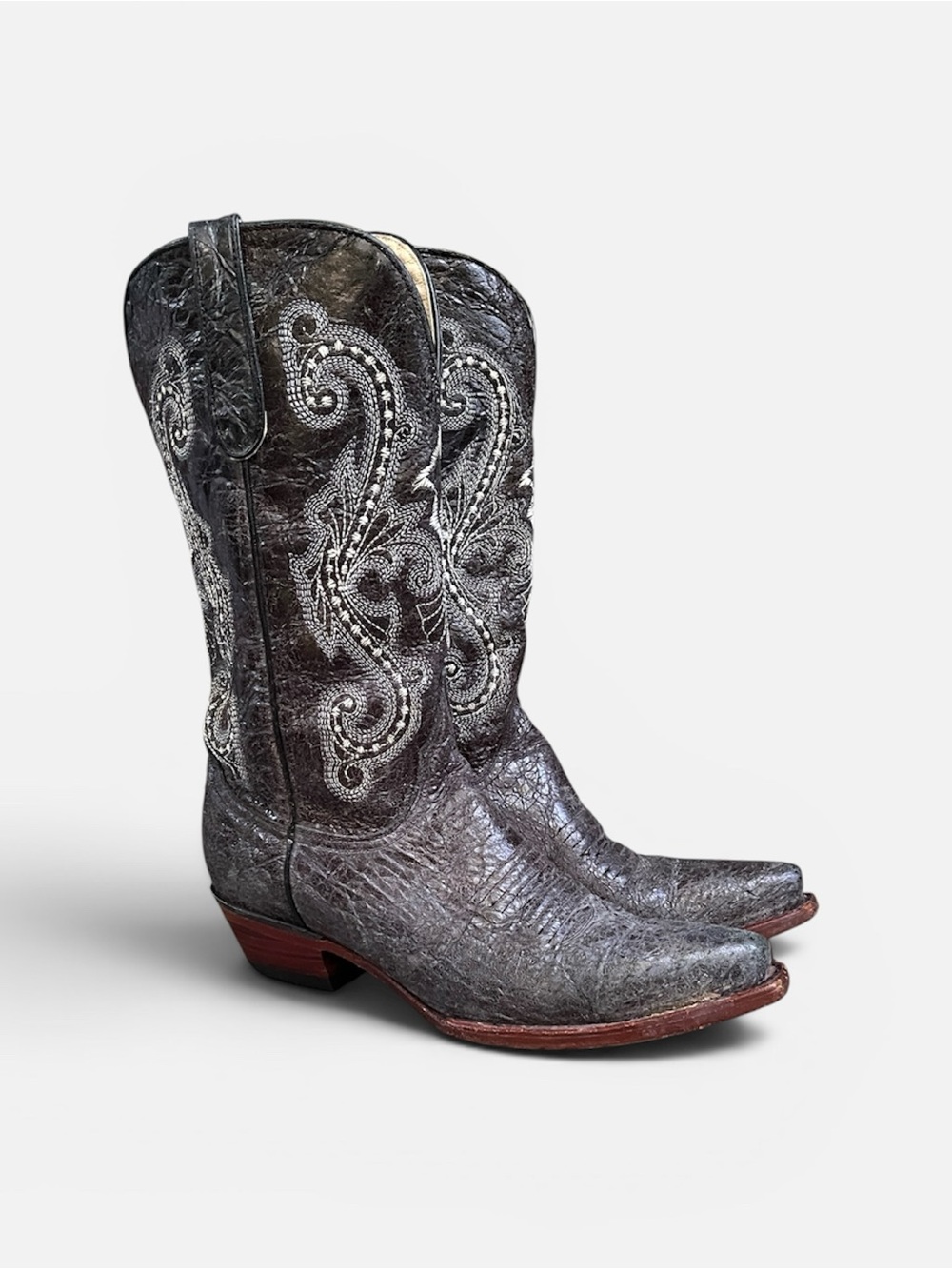 Ferrini Ladies Ferrini Print Caiman S-Toe Boot in Black Size 9